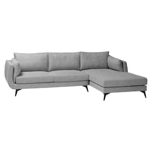 Leni 105 in. Fabric Sectional Sofa in Grey
