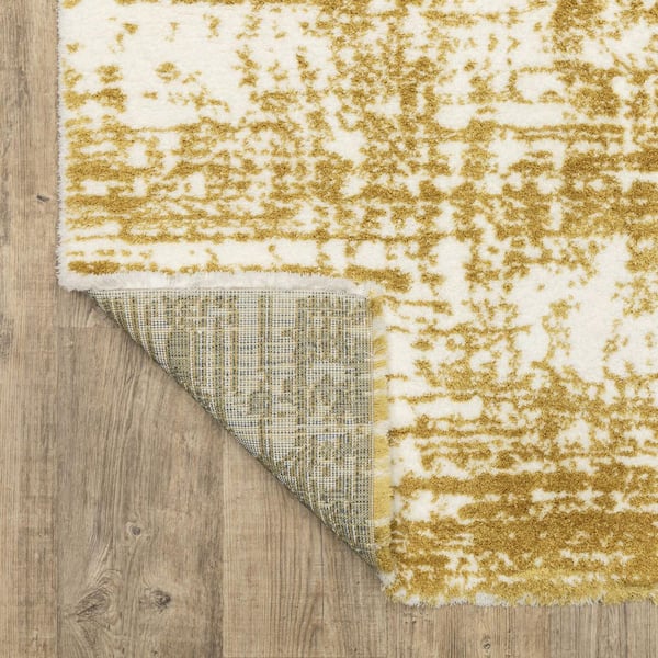 7' X 10' Brown And Ivory Striped Distressed Area Rug