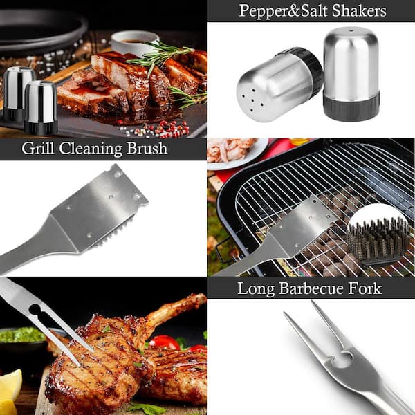 Dyiom 38-Piece Stainless Steel BBQ Grill Accessories Set in Brown