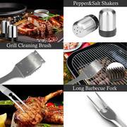 26-Piece Stainless Steel Heavy-Duty BBQ Tools Grilling Accessories Kit in Black