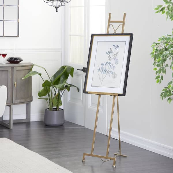 57 in. Gold Metal Large Free Standing Adjustable Display Stand 3 Tier Easel with Chain Support