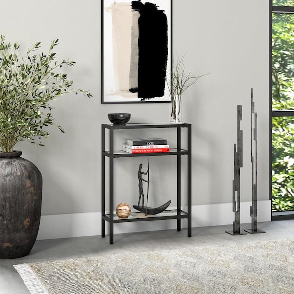 Meyer&Cross Sivil 22 in. Blackened Bronze Rectangle Glass Console Table