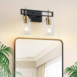 Brushed Nickel Bathroom Light Fixtures, 2-Light Modern Vanity Light Over Mirror E26 Base (Bulbs Not Included)