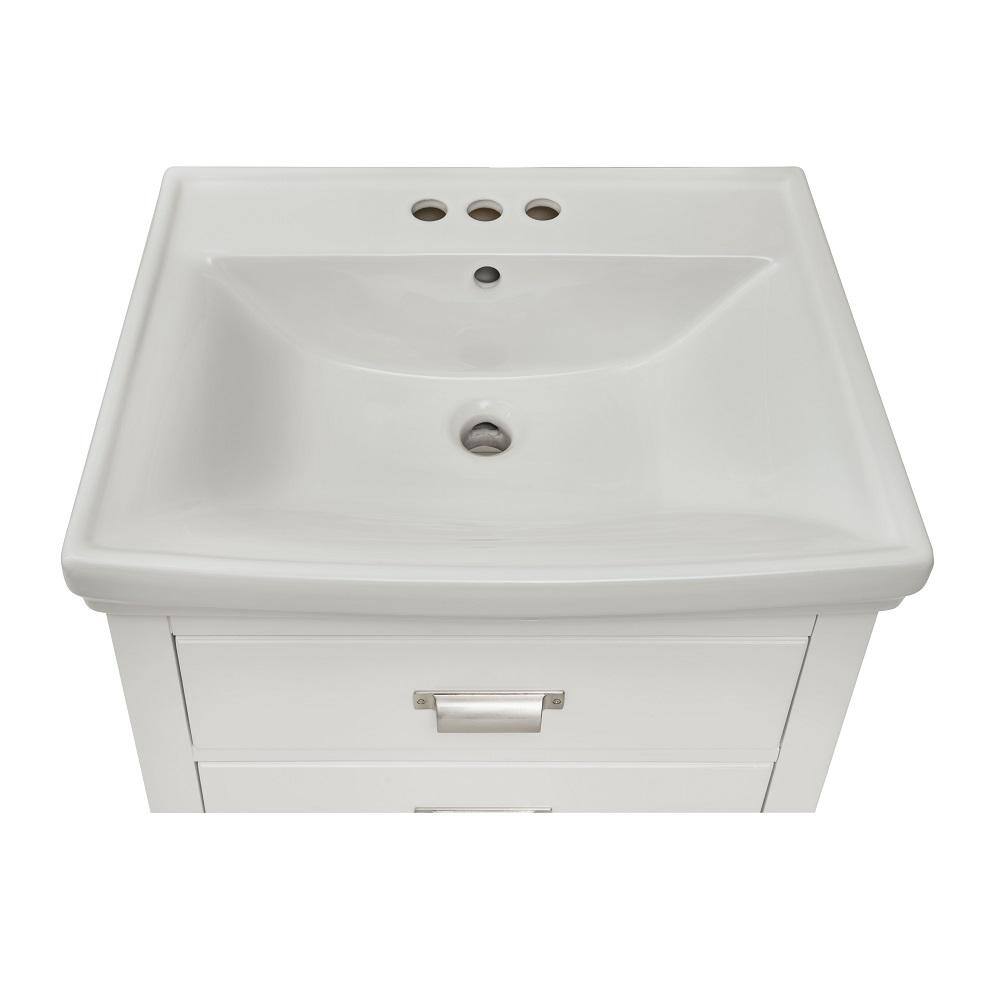 24'' White Freestanding Bathroom Vanity with Ceramic Top