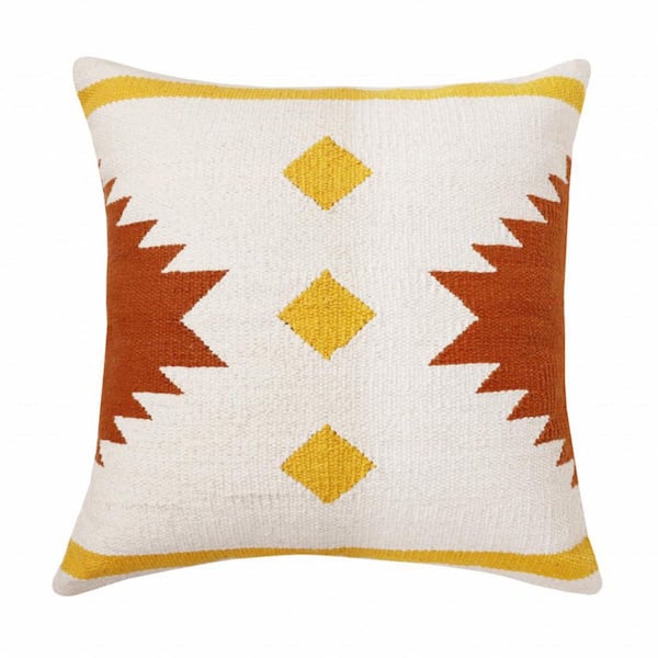 Yellow And White Geometric Decorative Throw Pillow Cover
