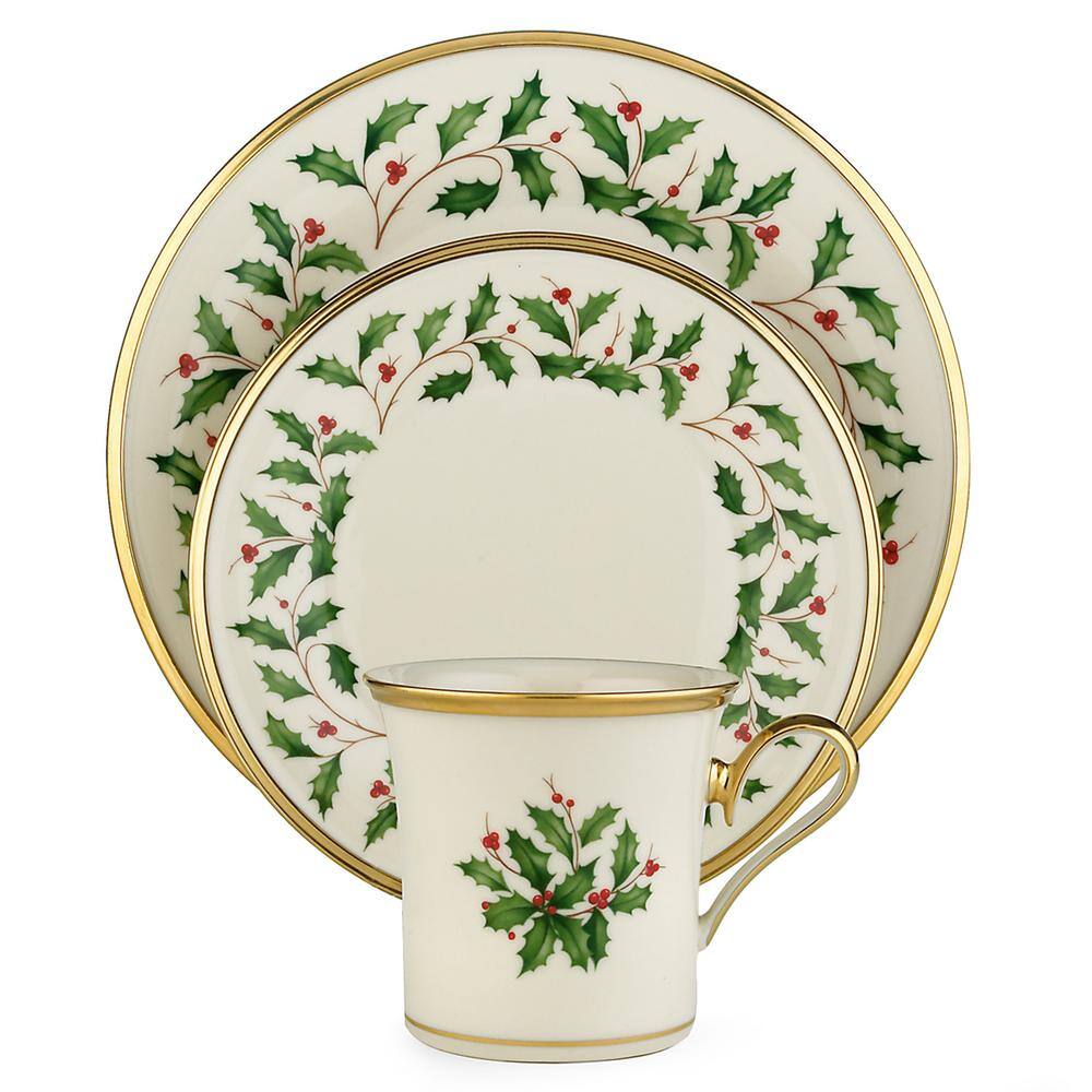 Lenox Holiday 12-Piece Porcelain Dinnerware Set with Gold Detailing