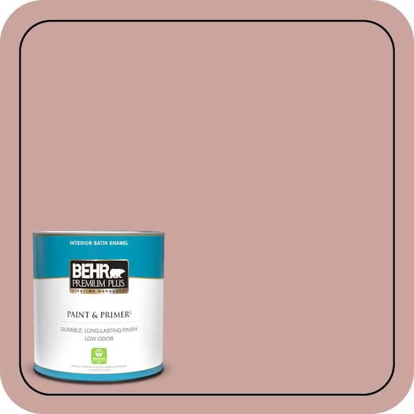 BEHR PREMIUM PLUS 1 qt. #160E-3 Rose Potpourri Satin Enamel Low Odor Interior Paint & Primer