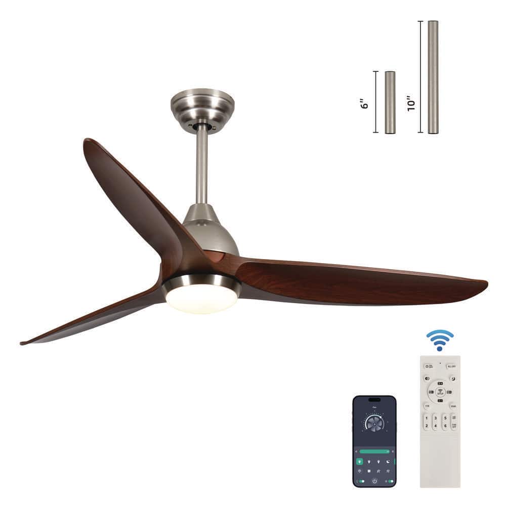 52 in. Smart Indoor Nickel Ceiling Fan with 3-Colors LED Light/Dimmer and DC Reversible and APP/Remote/Memory Function price history on PriceWatchPro
