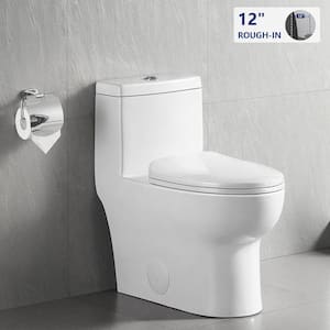 Ally 12 in. Rough in Size 1-Piece 1.1/1.6 GPF Dual Flush Elongated Toilet in White, Seat Included