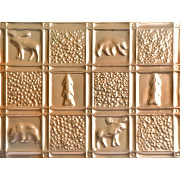 FROM PLAIN TO BEAUTIFUL IN HOURS Take Home Sample Gwen Cabin Lincoln Copper 12 in. x 12 in. Decorative Tin Style Steel Nail Up Wall Tile Backsplash