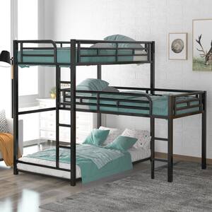 Harper & Bright Designs Black Full over Twin and Twin Size Metal Triple ...