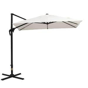 8 ft. Aluminum Outdoor Cantilever Umbrella in Cream White with 360° Rotation, 3-Position Tilt, Crank, Cross Base