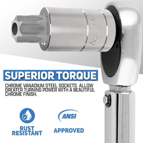 NEIKO 1/4 in. 3/8 in. and 1/2 in. Drive Torx and E-Torx Bit Socket