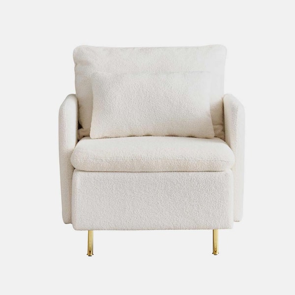 wetiny White Sherpa Upholstered Cozy Comfy Armchair
