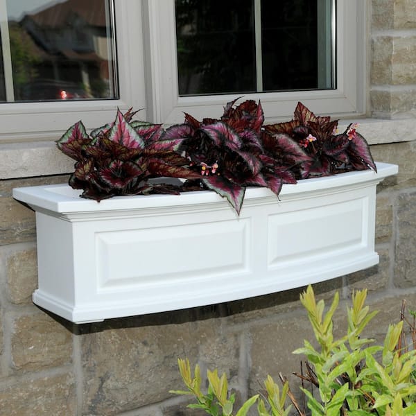 Nantucket 36 in. x 11.5 in. Self-Watering White Polyethylene Window Box