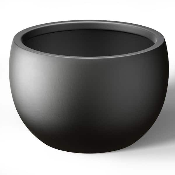 Morrava 20.5 in. Large Charcoal Black (Enhanced Interior) Concrete Round Planter / Pot with Drainage Holes
