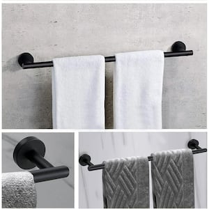 18 in. Wall Mounted Towel Bar in Matte Black (2-Pack)