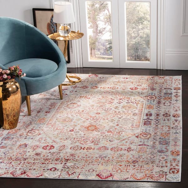 Valencia 2 ft. x 4 ft. Blue/Multi Medallion Distressed Area Rug