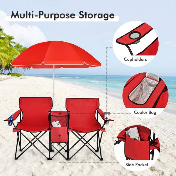 Outdoor Folding Chairs Portable Chair Set Picnic Table Umbrella Camping Beach 