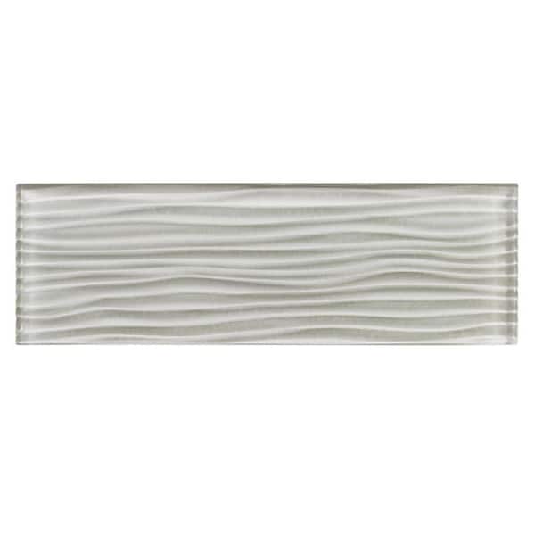 Enchant Parade Diva Light Gray Glossy 4 in. x 12 in. Glass Textured Subway Wall Tile (3.26 sq. ft./Case)