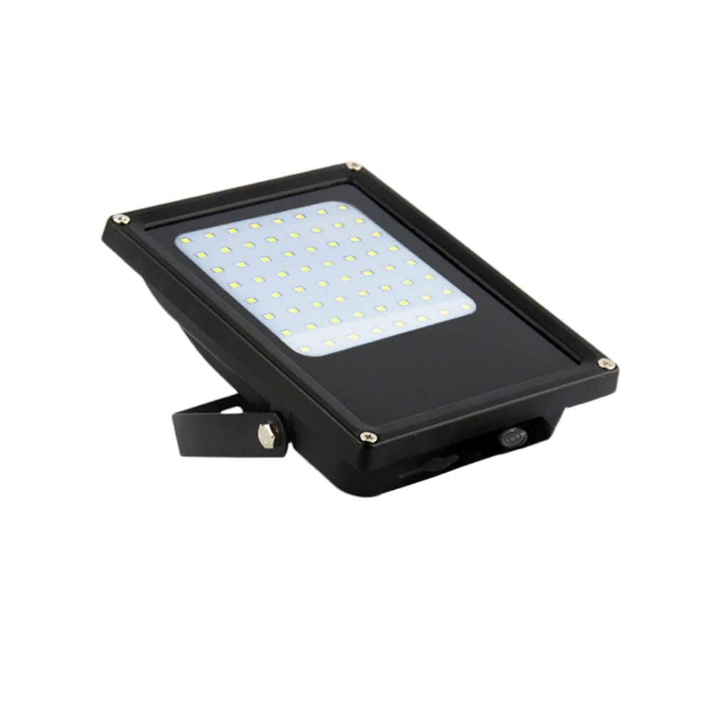 Solar Powered Black Aluminum LED Flood Light with Tempered Glass Panel