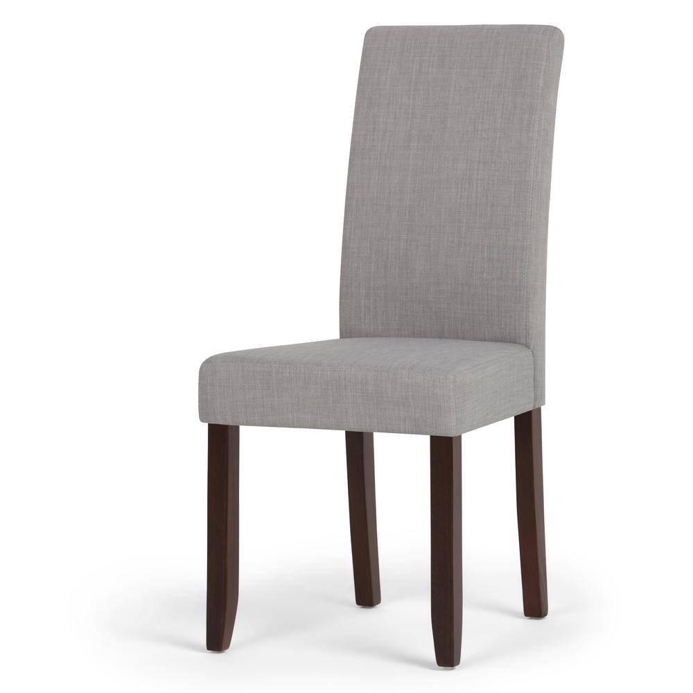 Elegant Dove Grey Linen Upholstered Parsons Dining Chair