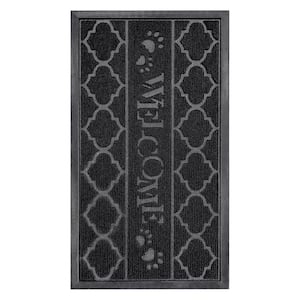 Geo Welcome 17 in. x 30 in. Black Non Slip Door Mat