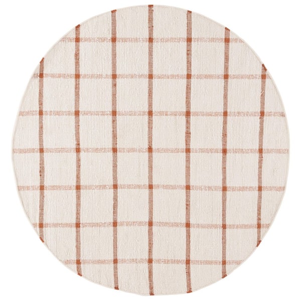 SAFAVIEH Montauk 6 ft. x 6 ft. Ivory/Rust Geometric Lattice Round Area Rug