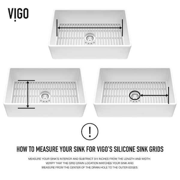 Grille de fond d'évier de cuisine en silicone de VIGO, 27 po x 15 po, noir  mat VGSG3018MB