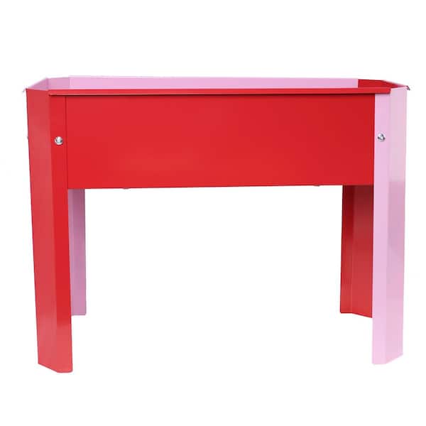 Unbranded Colorful Style Elevated Garden Large 24 in. Red Galvanized Steel Rectangular Raised Garden Bed, Outdoor Flowerpot Box