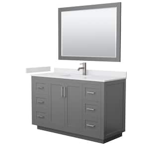 Miranda 54 in. W x 22 in. D x 33.75 in. H Single Sink Bath Vanity in Dark Gray with White Cultured Marble Top and Mirror