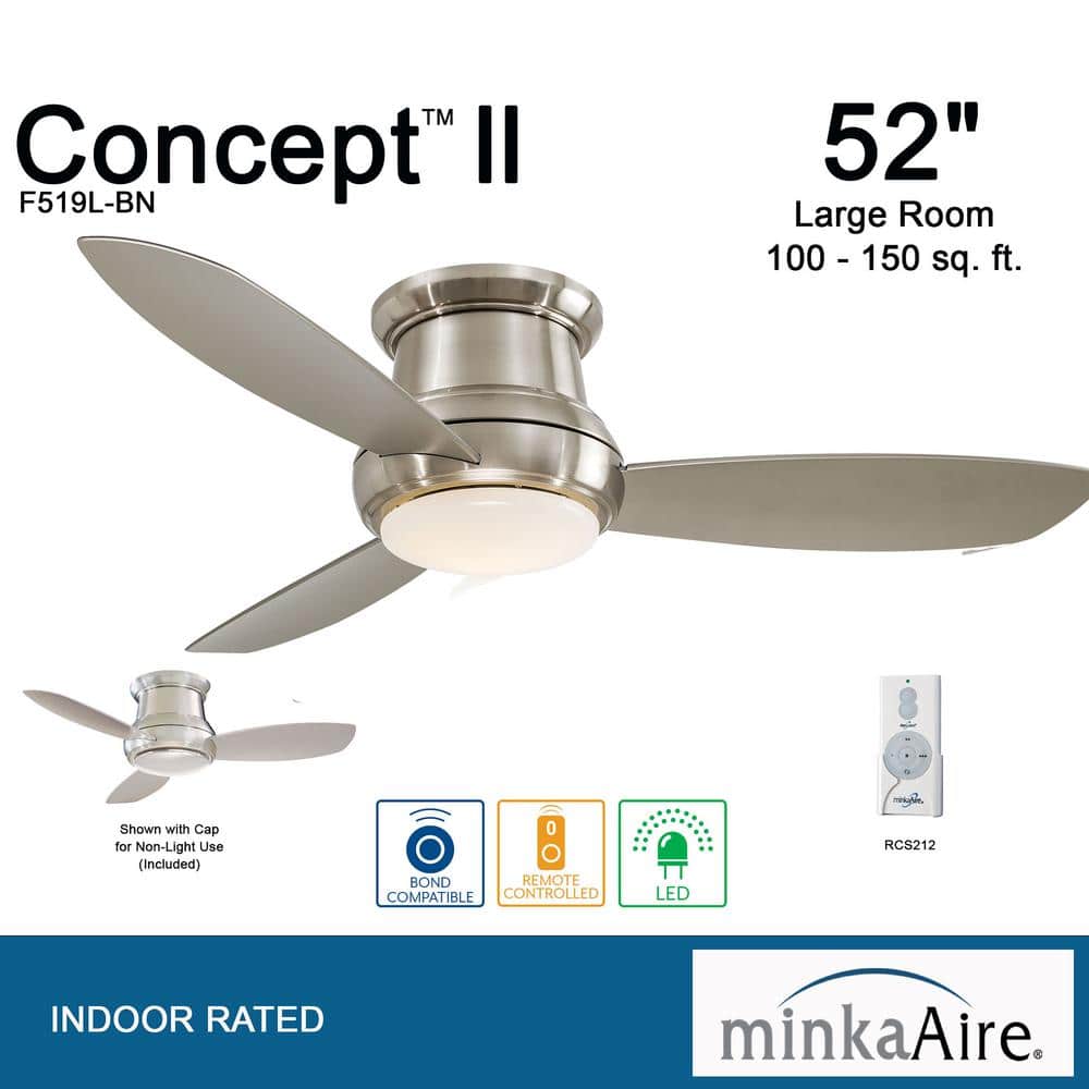 52" Brushed Nickel LED Ceiling Fan with Remote and Light