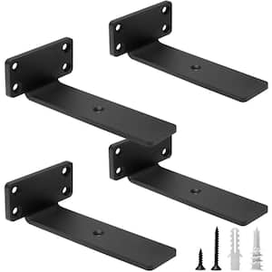 6 in. Heavy Duty Black Metal L Floating Shelf Brackets Brackets, Cast Iron Wall Shelving Supports (4-Pack)