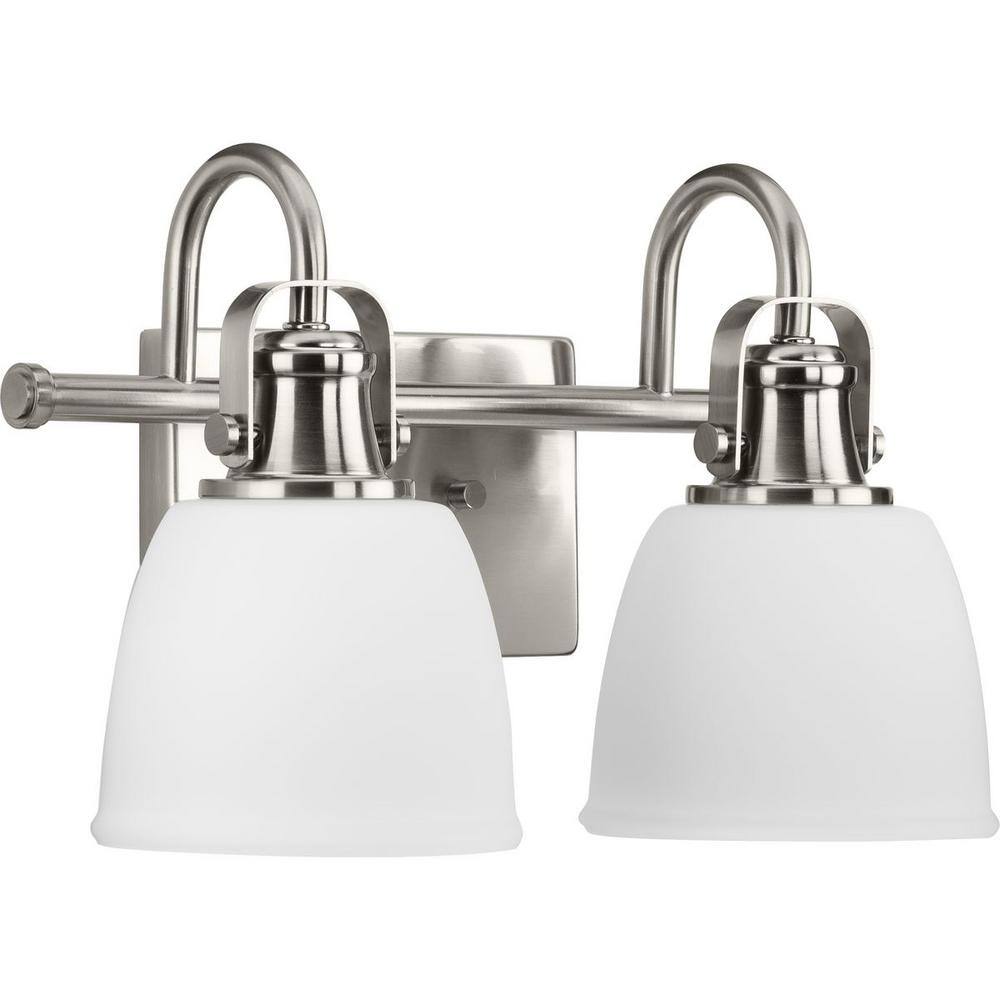 Preston Brushed Nickel 2-Light Bath Vanity with Opal Glass Shades