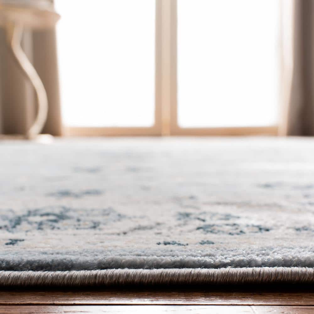 Isabella Light Blue and Cream Synthetic Rectangular Area Rug