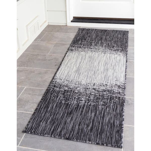 Gray Ombre Outdoor 2 ft. x 6 ft. Runner Rug