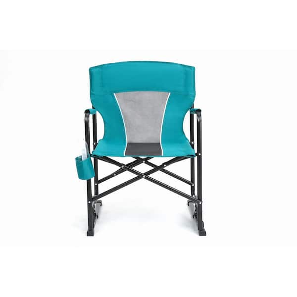 Metal Outdoor Rocking Chair Portable Folding Rocking Chair with Solid, Durable Armrests, Drink Holder