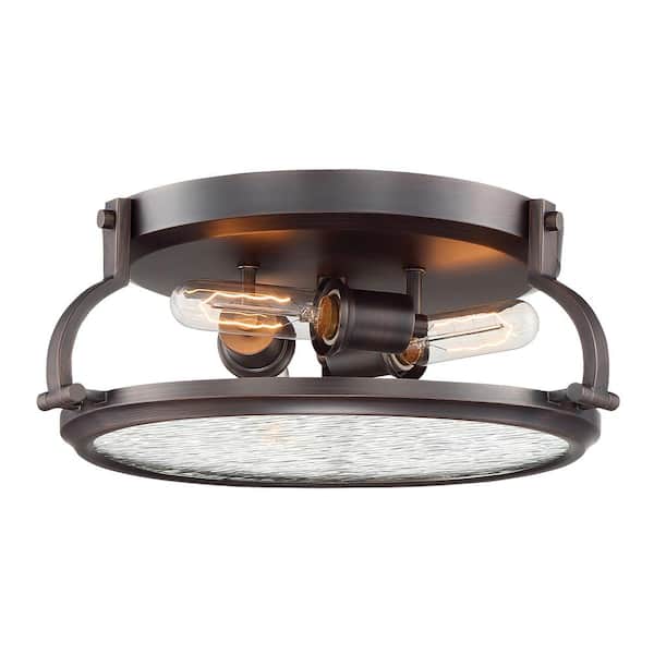 Eaton 15.5 in. Minimalist Satin Copper Bronze Medium-Base (E26) Bulb Flush Mount for Kitchens