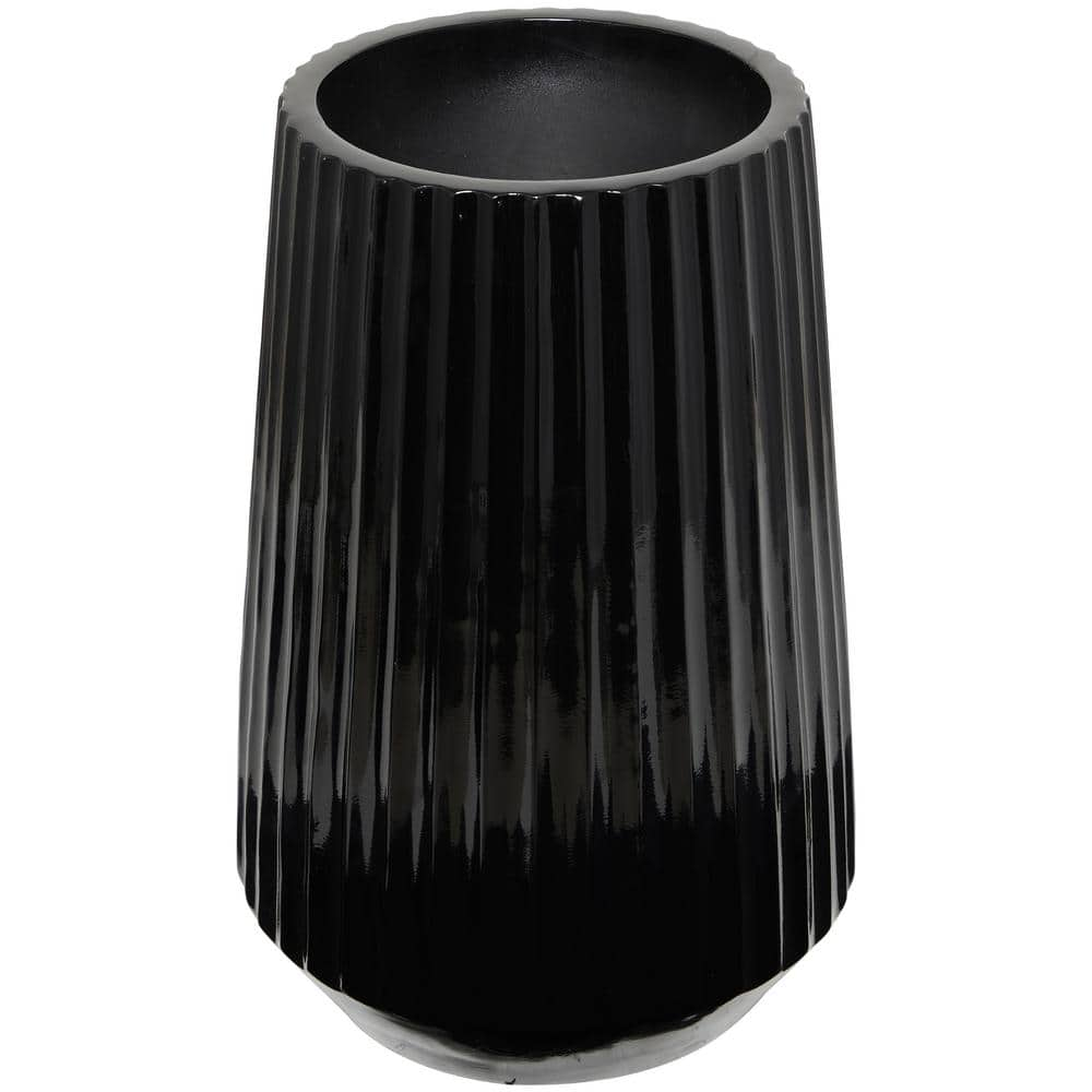 Litton Lane 24 in. Black Resin Decorative Vase