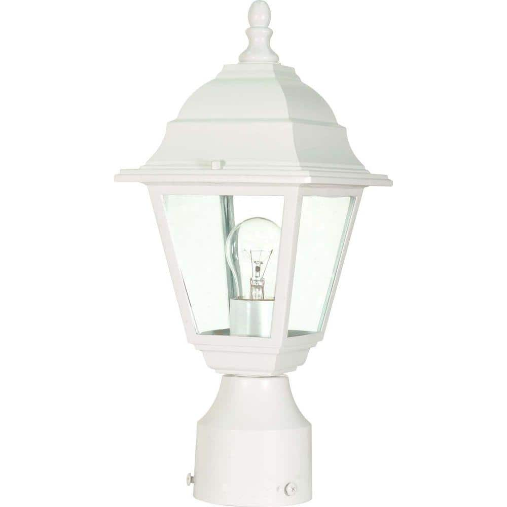 SATCO 1-Light White Outdoor Incandescent Post Light