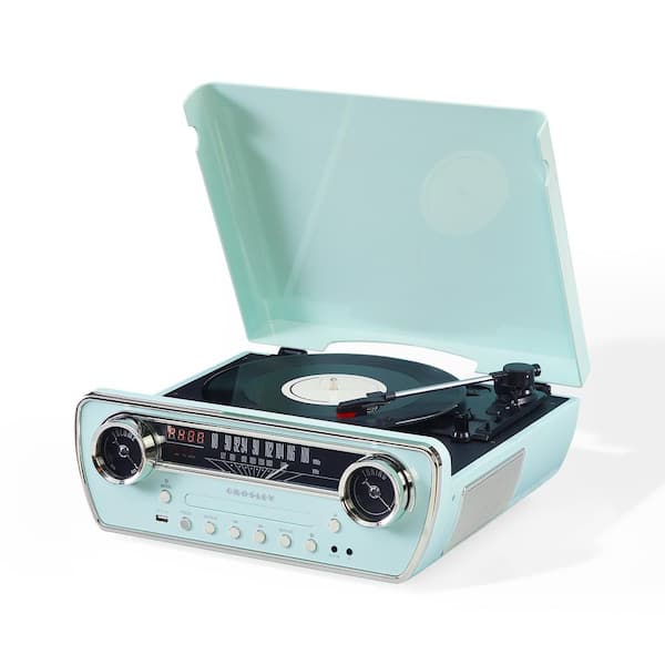 Crosley Powel 7-in-1 Record Player in Aqua Blue