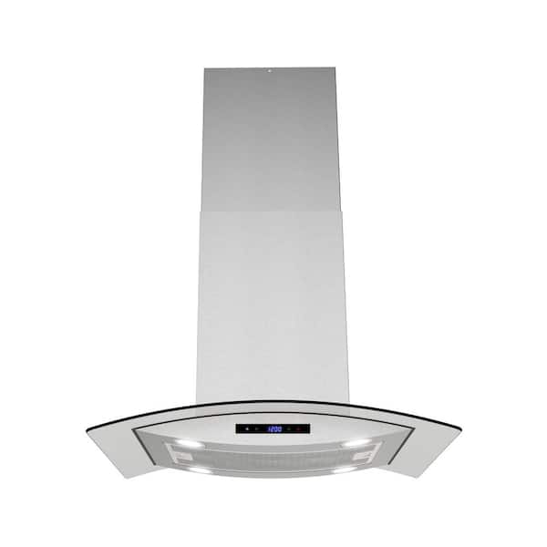 30 in. 350 CFM Maddaloni Recirculating Island Range Hood in Stainless Steel, Mesh Filters, Touchpad Control, LED Lights