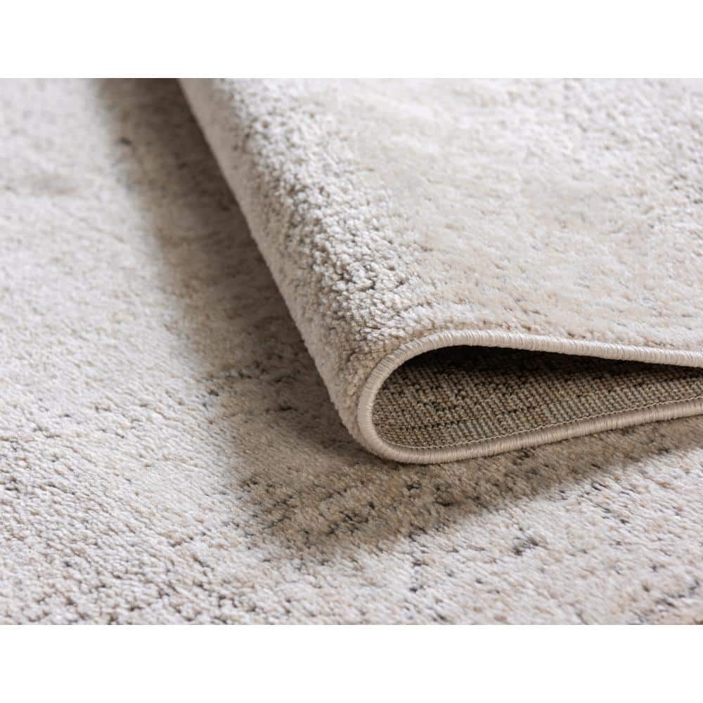 Ivory Medallion Easy-Care 9'x12' Rectangular Synthetic Rug