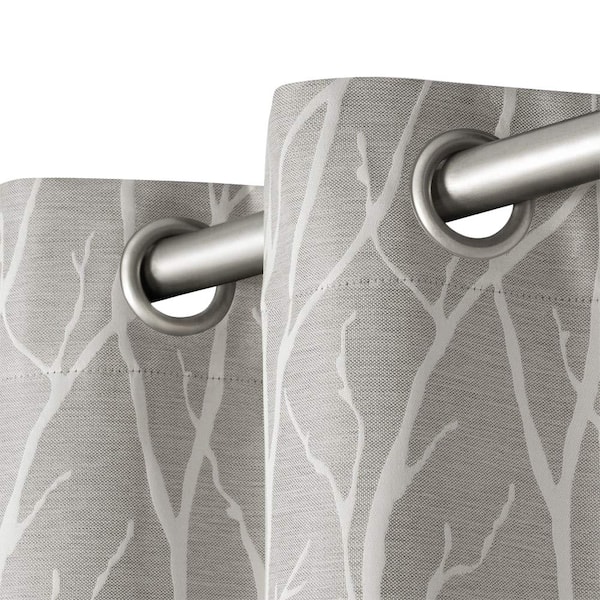 Forest Hill Dove Grey Nature Woven Room Darkening Grommet Top Curtain, 52 in. W x 96 in. L (Set of 2)