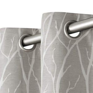 Forest Hill Dove Grey Nature Woven Room Darkening Grommet Top Curtain, 52 in. W x 84 in. L (Set of 2)