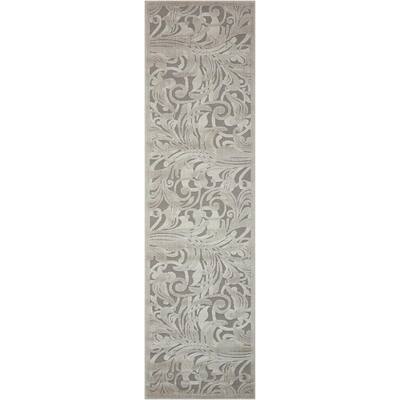 Graphic Illusions Grey/Camel 2 ft. x 8 ft. Floral Contemporary Runner Rug