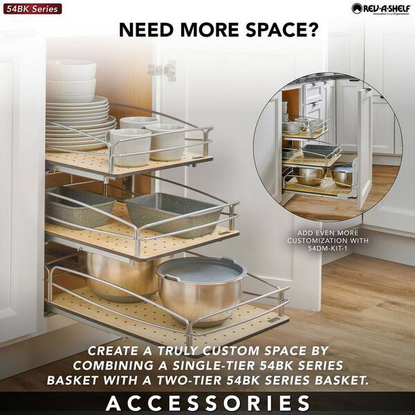 thumbnail image 2 of CNCEST Pull Down Cabinet Organizer – 2-Tier L-Shaped Wall Mount Shelf (Grey, Iron/Hardware) 2 of 6