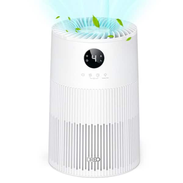 DREO 155 sq. ft. Tabletop Air Purifier, Macro-414, HEPA Filter, 4-Customizable Settings, Ambient Lighting and Timer in White