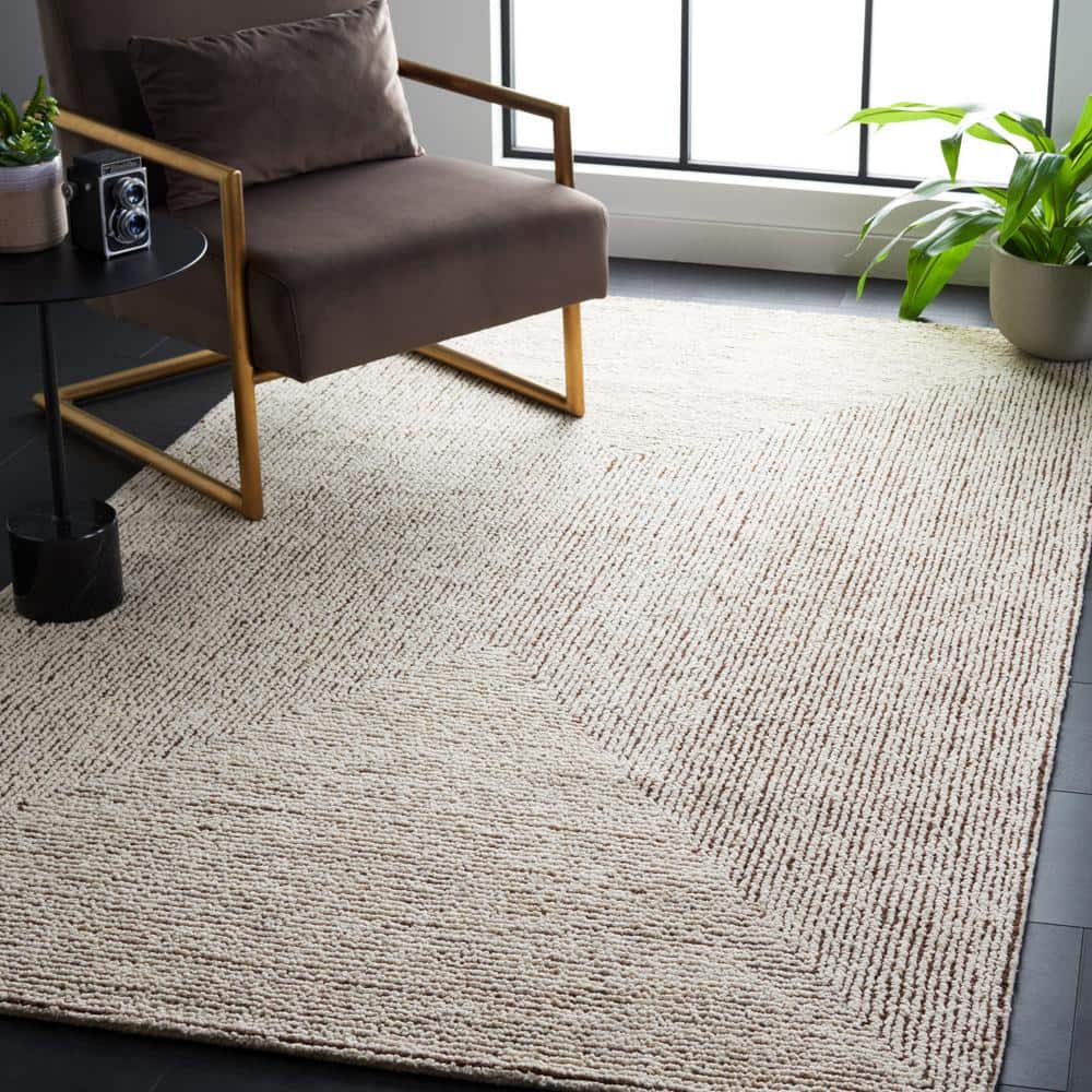 Handmade Black Abstract Tufted Wool 4' x 6' Rug