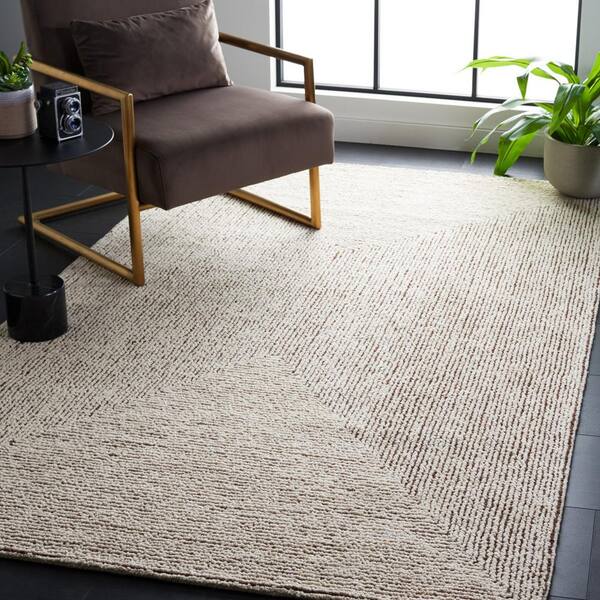 Abstract Ivory/Black 8 ft. x 10 ft. Concentric Geometric Area Rug